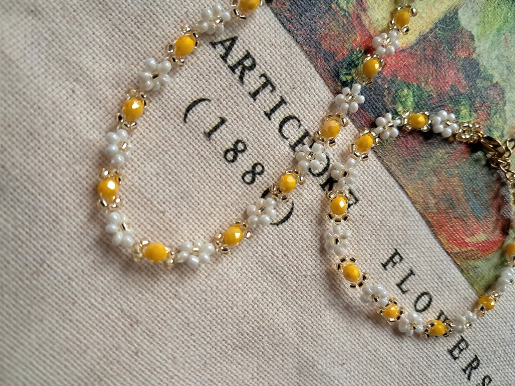 Lemon Blossom Necklace & Matching Bracelet Set Handmade Jewellery 