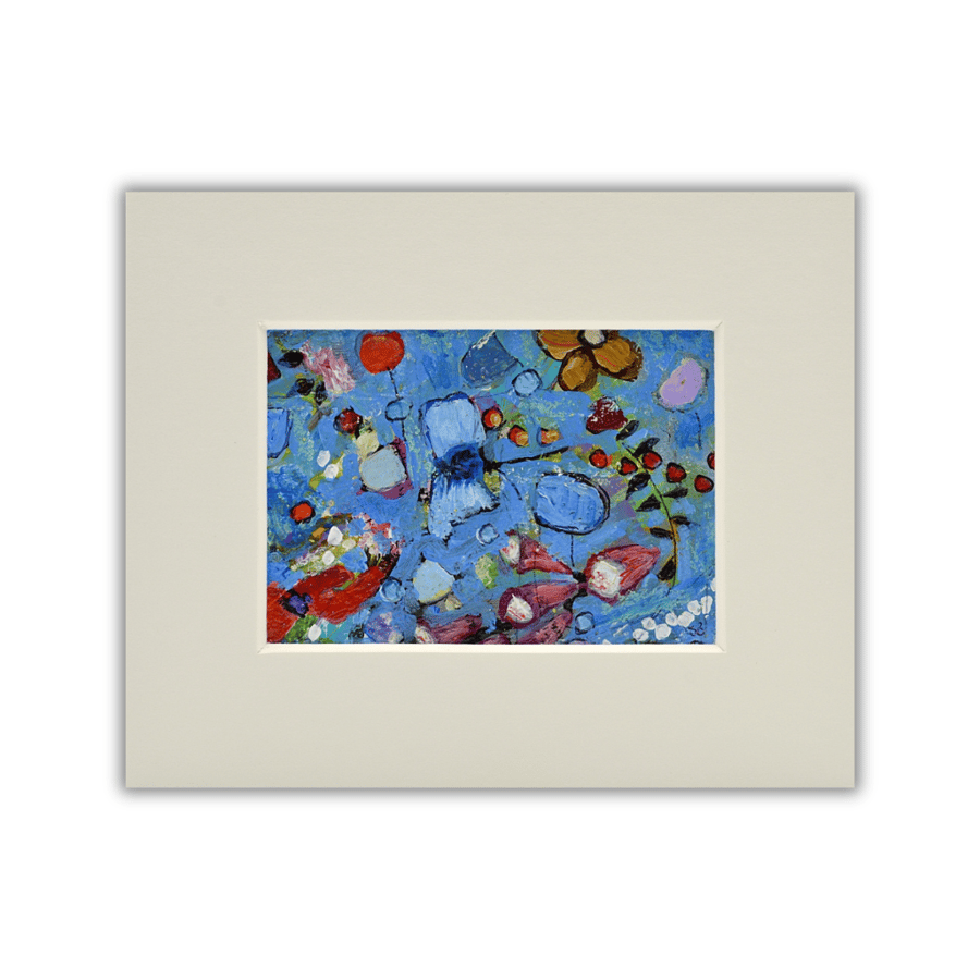 A mounted ACEO of Scottish blue wildflowers - art card - collectible 