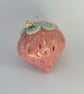 Ceramic Strawberry Christmas Decoration – Handmade Strawberry Bauble with Gold - Image 3