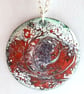 round pendant - scrolled purples and red over white - Image 1