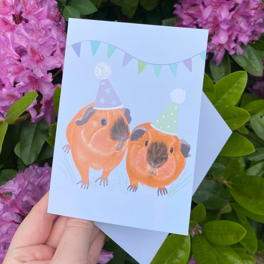 Guinea Pig Card -  Blank Greetings Card - Birthday card