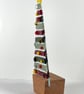 Large fused glass Christmas tree in oak base  - Image 3