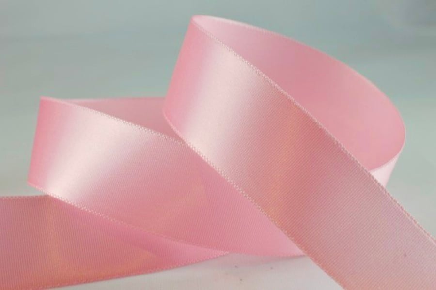 Pink satin ribbon 25mm, 38mm x 3 metres 