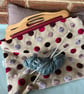 Spotty knitting bag with wooden handles