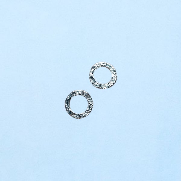 Tiny Textured Silver Circle Studs