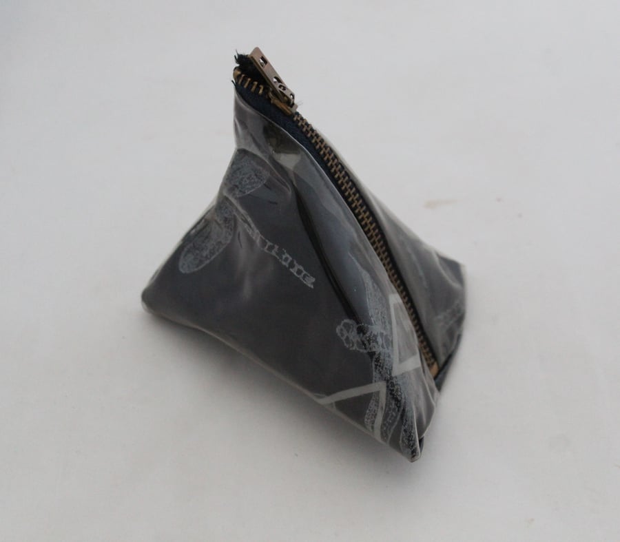 Pyramid purse, handmade hand-printed,dragonfly print waterproof purse,gift