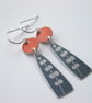 Orange and grey seedhead earrings  - Image 2