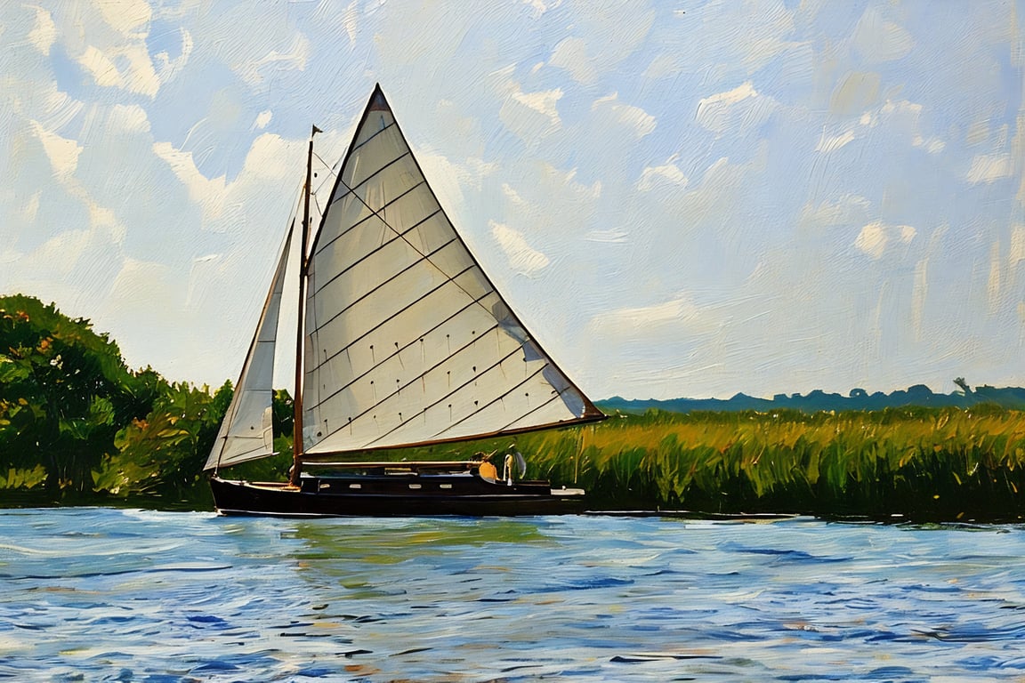 A4 Print Of Sailing Boat Norfolk Broads 