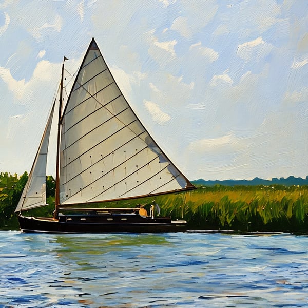 A4 Print Of Sailing Boat Norfolk Broads 