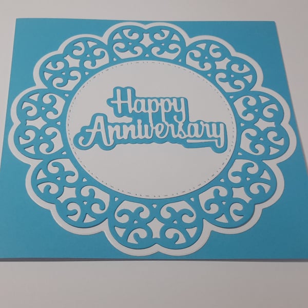 Happy Anniversary Greeting Card - Blue and White