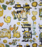 RETRO Yellow 6os 70s Happy Bunnies Jonelle Vintage Fabric Lampshade option 