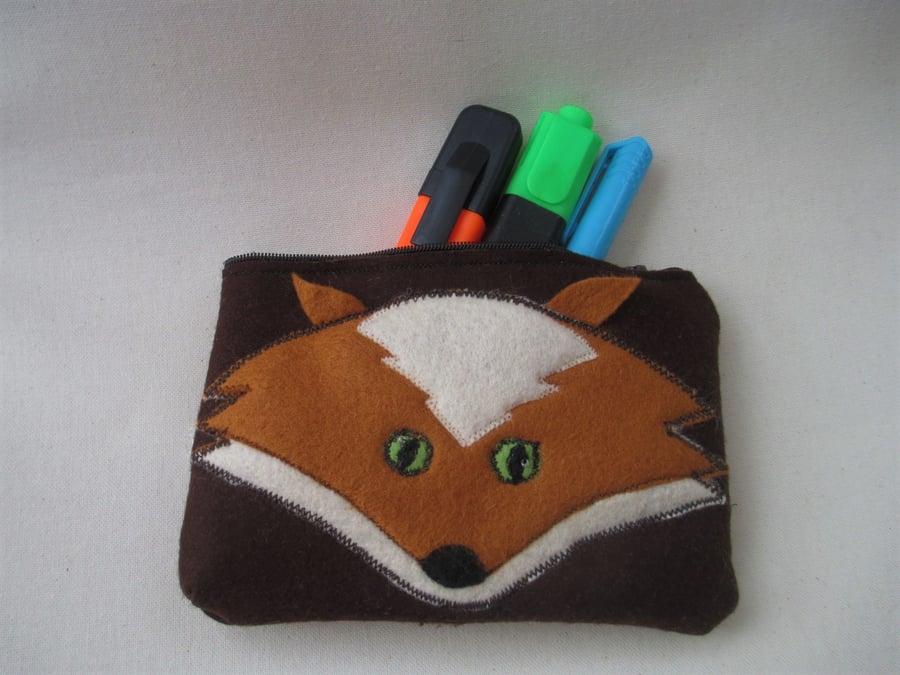 Children's Felt Brown Bag, Fox Embroidered Bag, Girl's Felt Purse, Girl's FoxBag