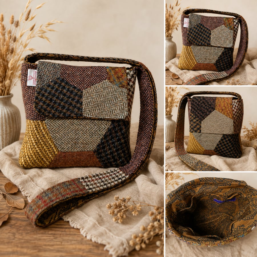 Harris Tweed Hexi Cross Body Bag 