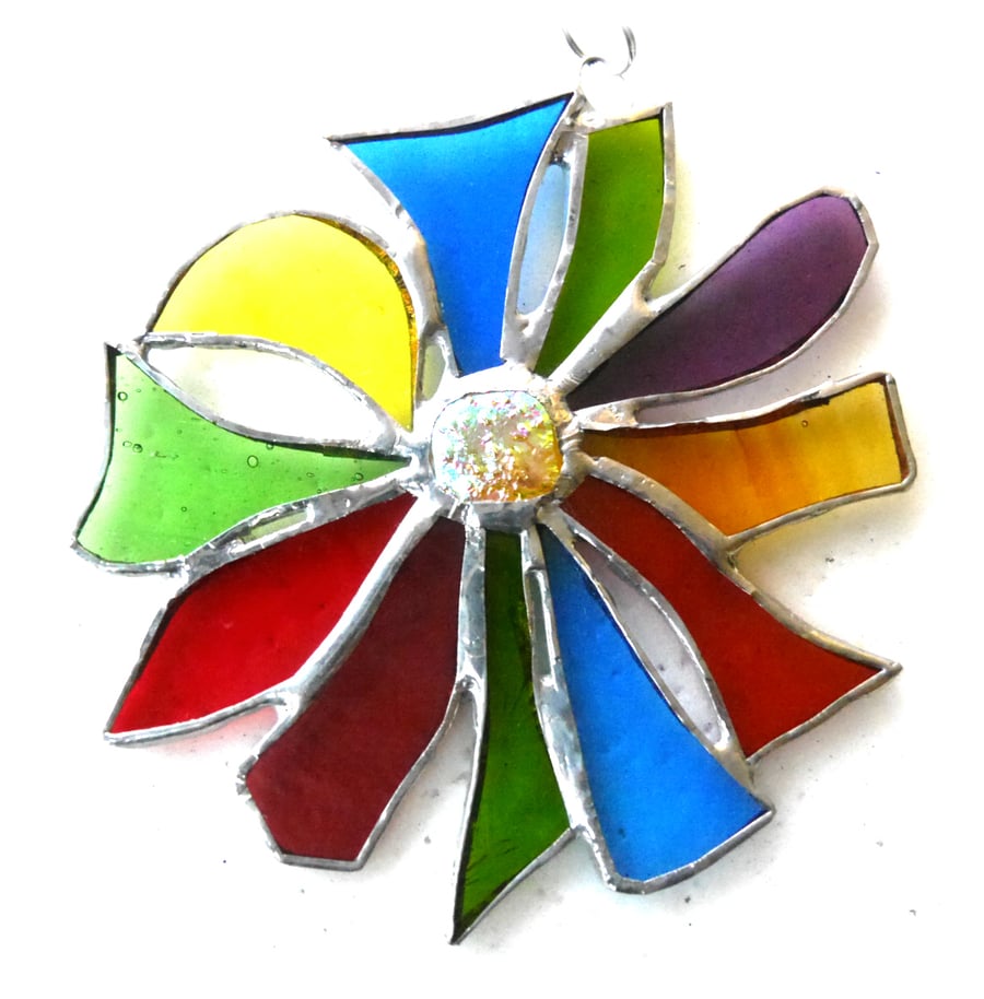 Tropical Flower Suncatcher Stained Glass Dichroic Abstract 006