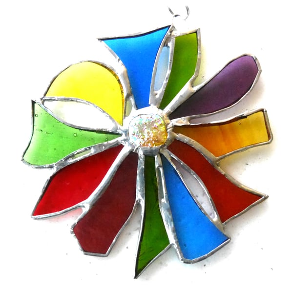 Tropical Flower Suncatcher Stained Glass Dichroic Abstract 006