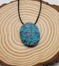 Handmade Oval Polymer Clay Pendant Necklace, Colourful Artisan Jewellery, Boho S - Image 2
