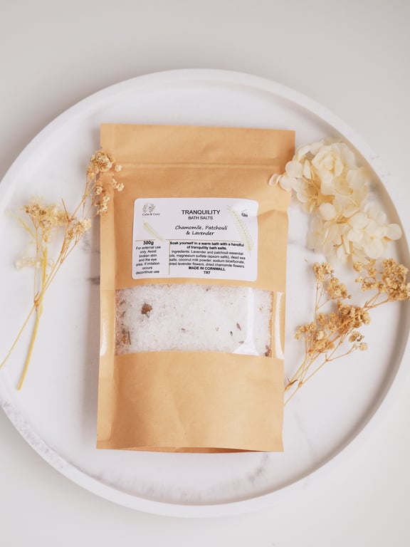 CHAMOMILE, PATCHOULI & LAVENDER BATH SALTS 300G