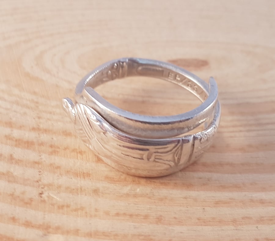 Silver Plated Upcycled Apostle Cake Fork Wrap Around Ring SPR051704