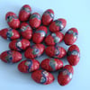 Vintage 90's Chinese Cinnebar Beads -  loose x 4 - red with cloisonne enamel