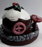 Handmade Polymer Clay Christmas Pudding Fairy House Tealight Holder (Pink) - Image 4