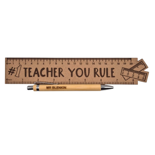 Personalised Teacher You Rule Teacher Gift Set – Ruler & Pen