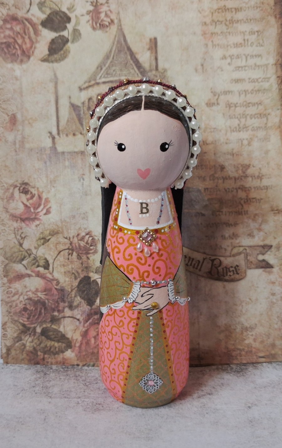 Anne Boleyn wooden peg doll