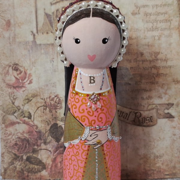 Anne Boleyn wooden peg doll