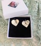 Heart Domed Textured Sterling Silver Drop Earrings - Image 2