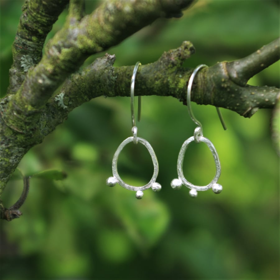  Silver Seed Pod  Dangle Earrings