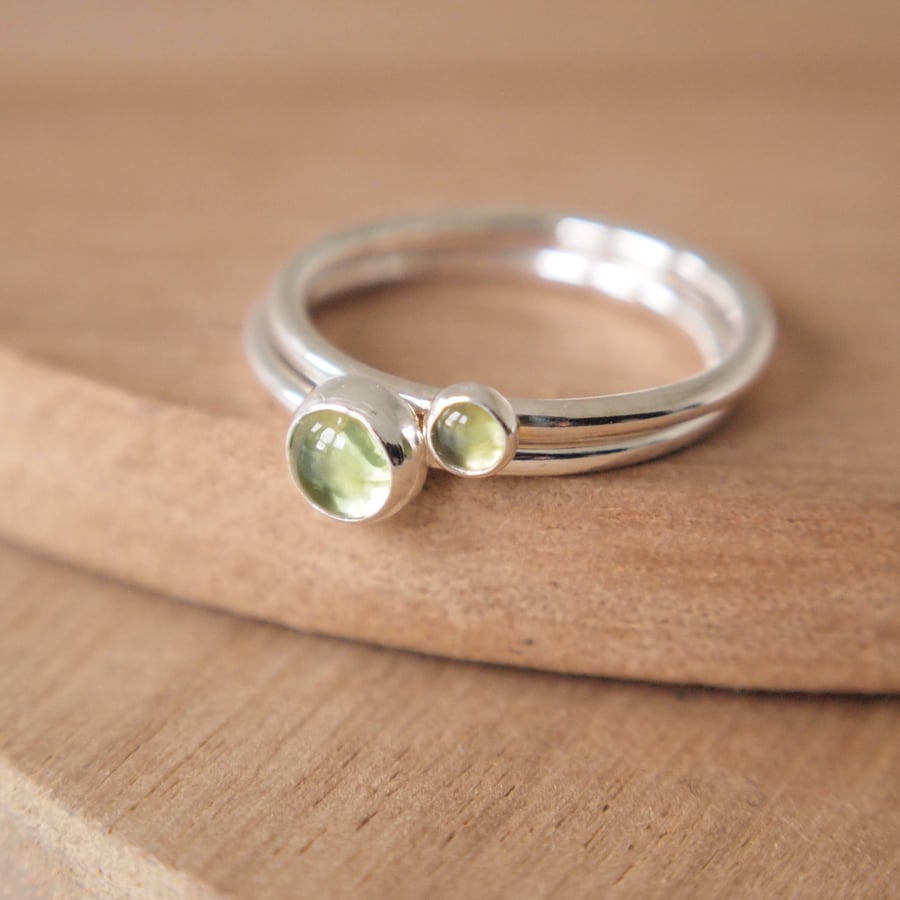 Peridot Double Ring Set