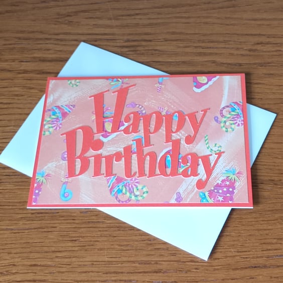 Happy Birthday card in orange
