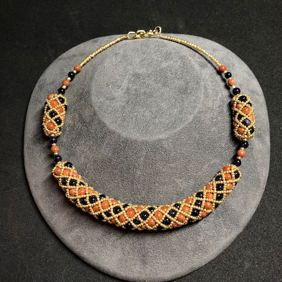 Goldstone Torque Necklace, handmade