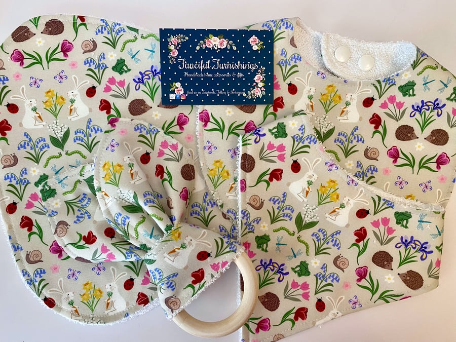 Four piece Rabbit  Spring Design baby set - Baby Gift Set - Baby Shower Gift