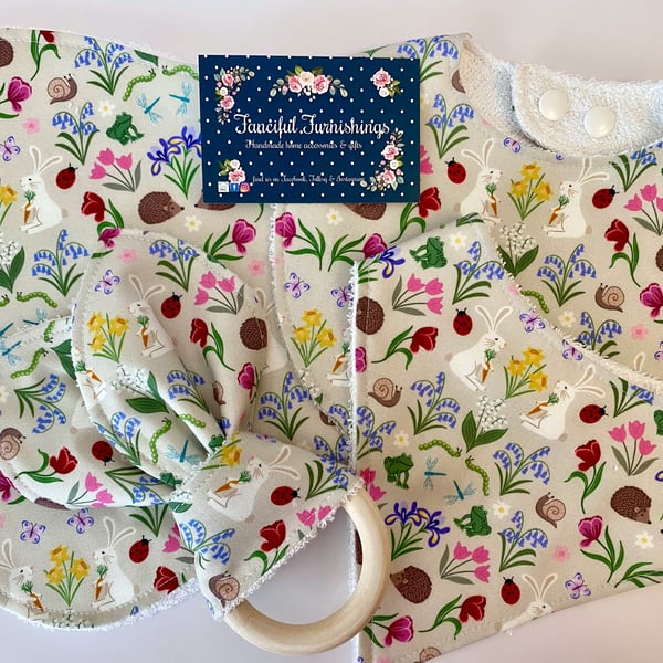 Four piece Rabbit  Spring Design baby set - Baby Gift Set - Baby Shower Gift