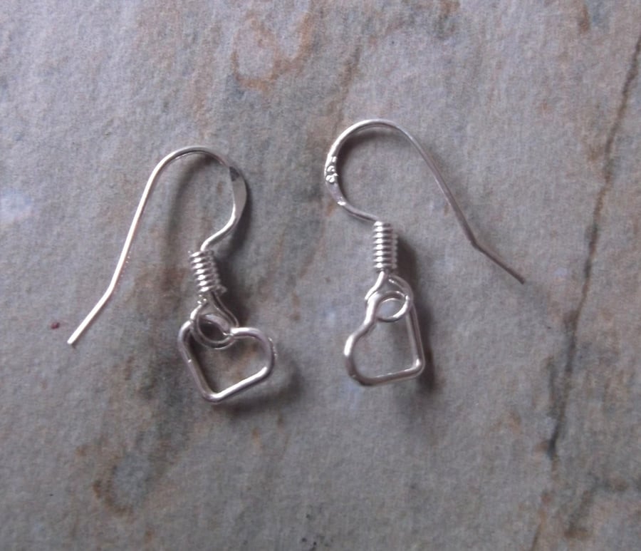 Sterling Silver Floating Heart Drop Earrings