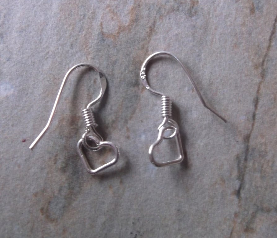 Sterling Silver Floating Heart Drop Earrings