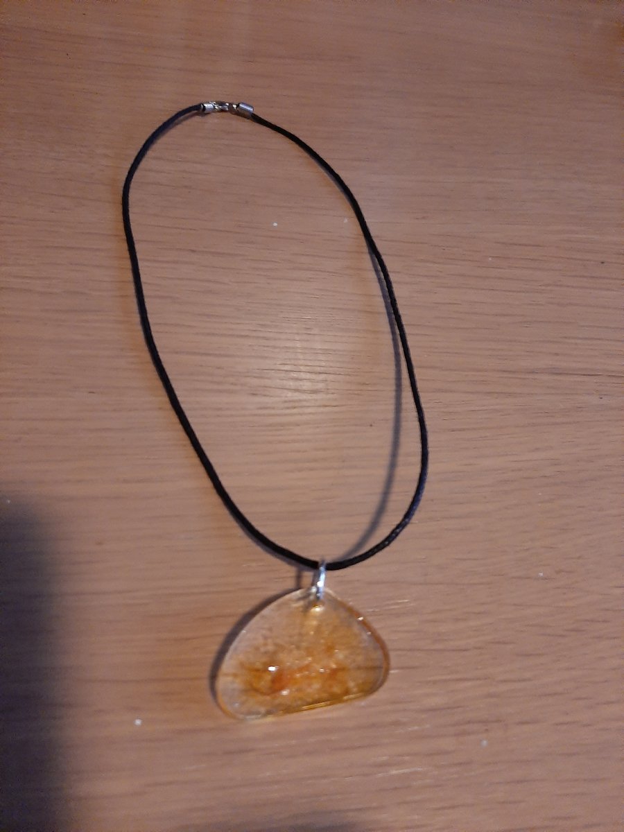 Handmade resin pendant with rope necklace