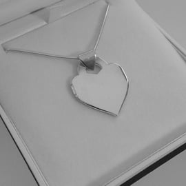 Chunky Sterling Silver Heart Pendant, Hallmarked