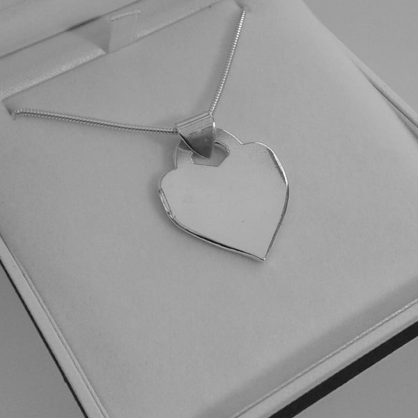 Chunky Sterling Silver Heart Pendant, Hallmarked