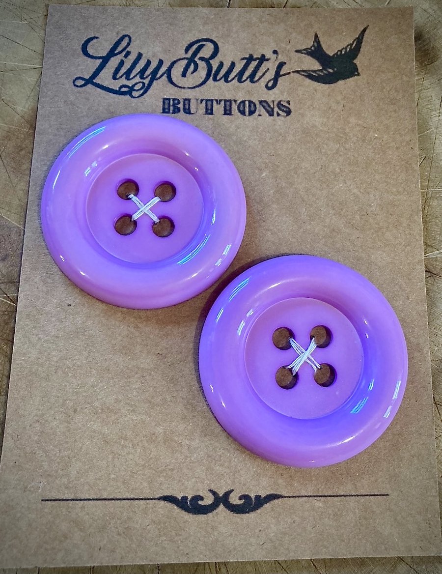2 Extra Large Purple Buttons - 53mm