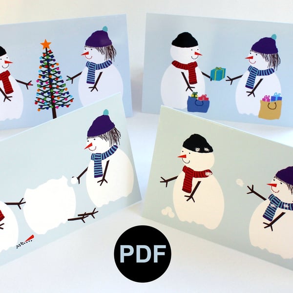 4 PDF Charity Christmas Cards (Downloadable & Printable)