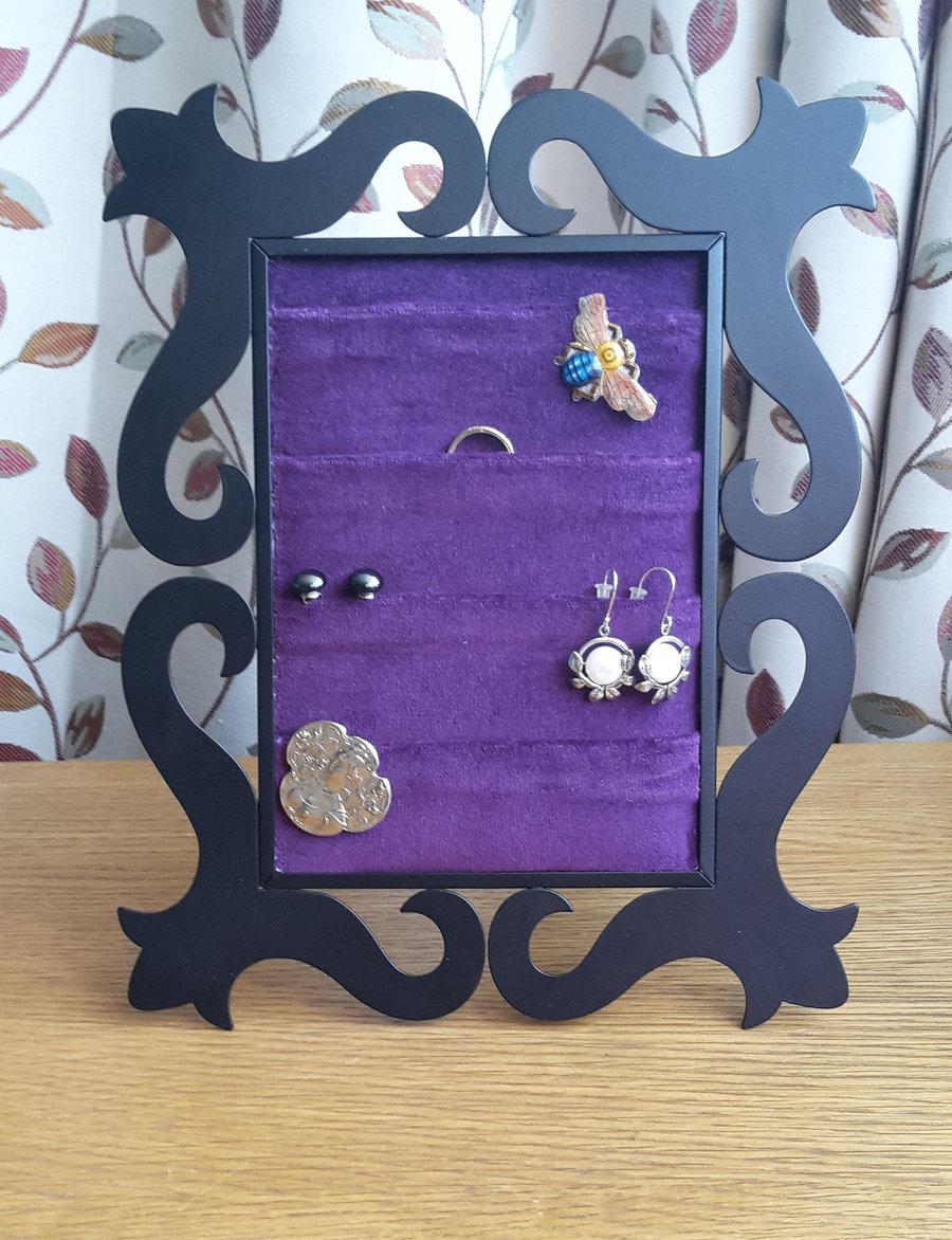 Upcycled photo frame jewellery holder, Goth or Steampunk-y(ish)