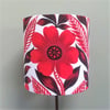 Bold RED Daisy MOD Barkcloth 60s  70s Vintage Fabric Lampshade option 