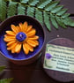 Handmade Enchanted Orange & Purple Flower Floral Candle