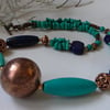 Lapis Lazilu & Turquoise (Rec;) Copper Statement Necklace