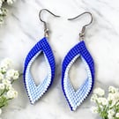 Peyote Drop Earrings - Royal Blue and Sky Blue