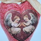 Pretty Spun Cotton Heart Valentine’s Ornament