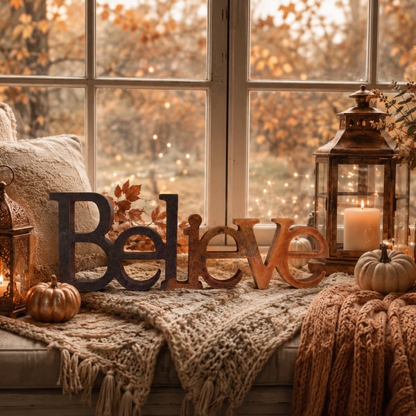 'Believe' Resin Ornament Sign In Brown and Copper. A Great Gift To Inspire.