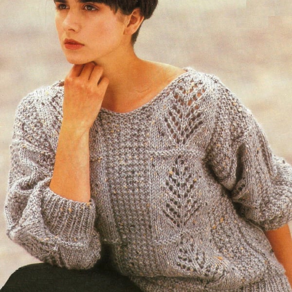 VINTAGE KNITTING PATTERN Ladies Tweed Sweater