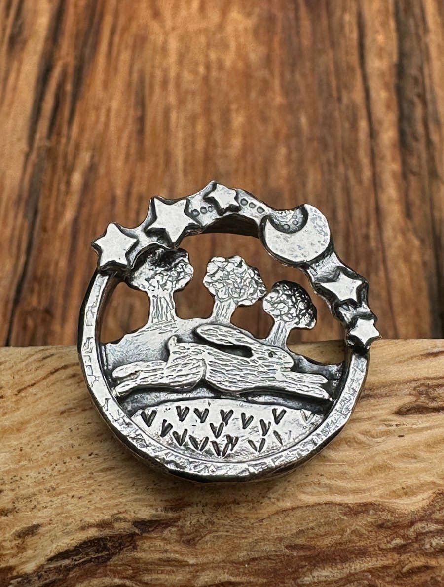 Hare Brooch Sterling Silver Tack Pin Brooch